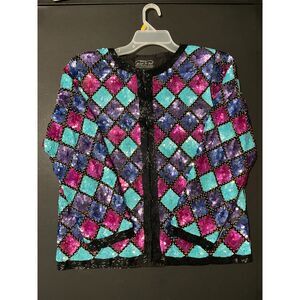 Jean for Joseph Le Bon Harlequin Sequined Formal Silk Jacket Size Large NWT